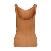 Hellbraunes, geripptes, ärmelloses Viskose-Tanktop top mit Rundhalsausschnitt von only Frauen in Kamelfarbe