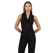 Schwarzes, ärmelloses Rollkragenkleid top aus Viskose mit elegantem, figurbetontem Design für Damen in Größe SL