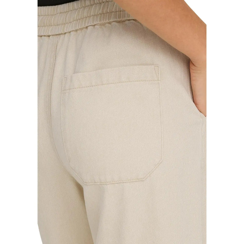 Beige Jogginghosen aus Baumwoll-Lyocell von only Damenmodell mit strukturiertem Stoff, lockerer Passform, elastischem Bund und Spitzendetails