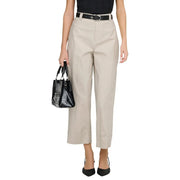 Beige, hochgeschnittene, knöchellange Stretch-Baumwollhose mit taillierter Passform und umgeschlagenen Säumen, Größe 30 für Damen von Only