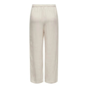 Cremefarbene, weite Hose only Damenhose mit elastischem Bund aus beigefarbenem Leinenviskose-Gemisch für Frühling und Sommer