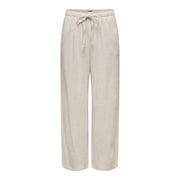 Beige, weite Leinen-Viskose-Hose mit Kordelzugbund für Frühling/Sommer von only Frauen