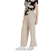 Only Beigefarbene Damenhose aus Leinen-Viskose mit weitem Bein, lockerer Silhouette und dezenten Bundfalten, Größe M, für Frühling/Sommer