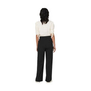 Schwarze, hochgeschnittene, weite Baumwollhose für Damen mit Spitzendetails von Only in der Vorderansicht