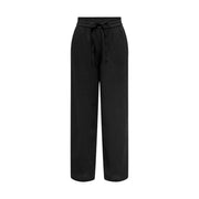 Schwarze, weite Baumwollhose für Damen mit Kordelzugbund und Spitzendetails von Only