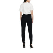 Schwarze, hochgeschnittene Slim-Fit-Hose für Damen aus einem Viskose-Spitzen-Mix, ideal für Herbst und Winter