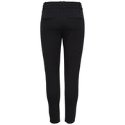 Schwarze, taillierte Hose aus Viskose-Spitzenmischung für Damen mit schmaler Passform und elastischem Bund – perfekt für Herbst und Winter