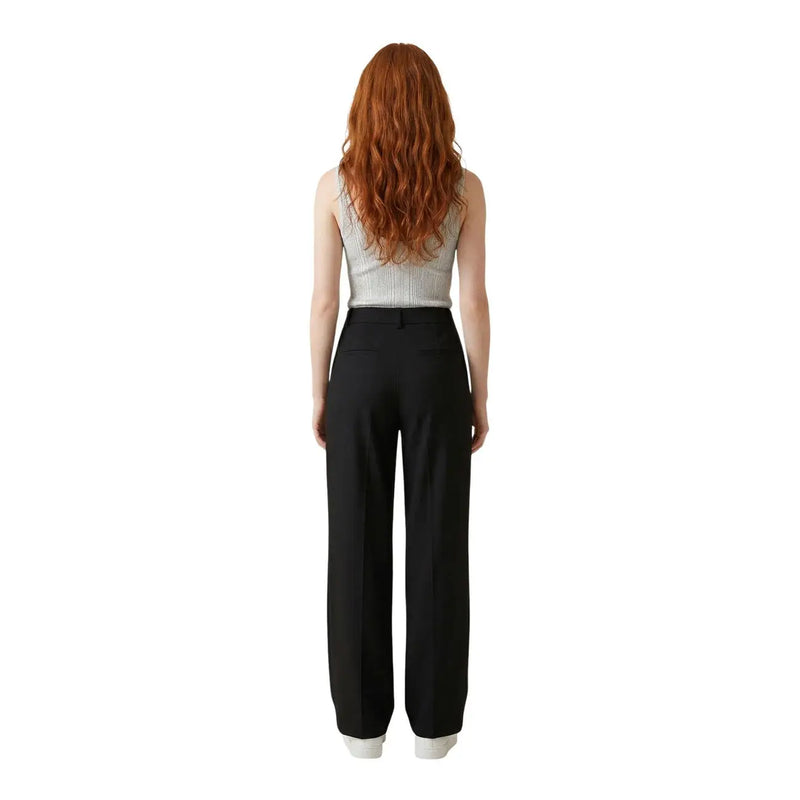Schwarze, hochgeschnittene Hose mit weitem Bein aus Leinenviskose mit elegantem, tailliertem Schnitt für Frühling/Sommer, Größe 30 von Only Frauen