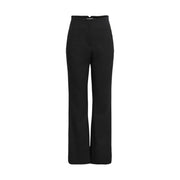 Schwarze, hochgeschnittene, weite Damenhose aus Viskosemischung für Frühling und Sommer