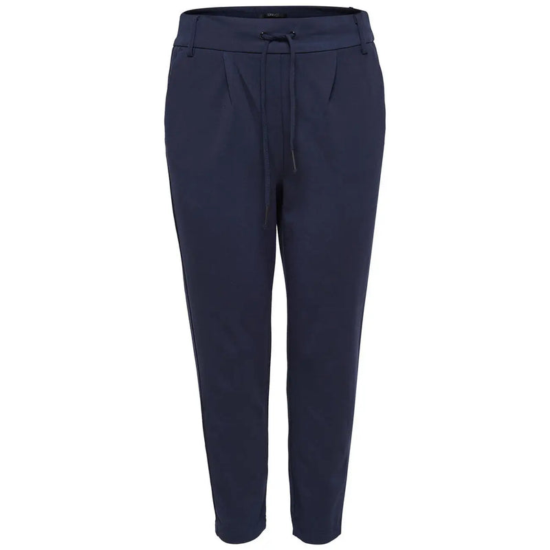 Only Damen-Hose in Marineblau mit schmal zulaufendem Bein, Kordelzugbund und dezenten Falten aus Viskosemischung für Herbst und Winter