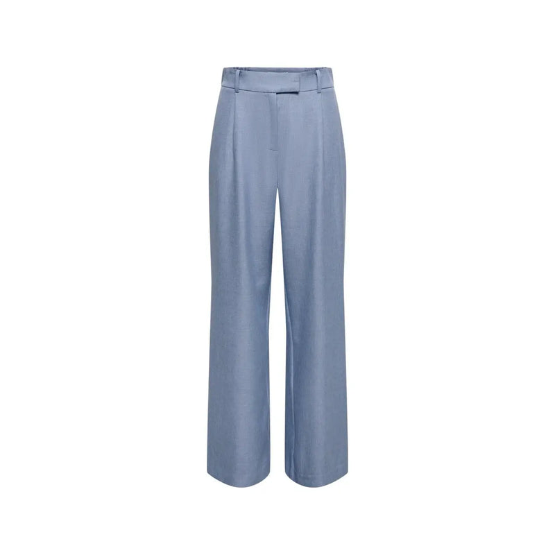 Hellblaue, hochgeschnittene Hose mit weitem Bein only Damenhose aus Polyester mit Reißverschluss und satinartigem Finish, Größe mm