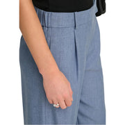 Blaue, strukturierte High-Waist-Hose only Damenhose mit Bundfalten vorne, elastischem Bund, Polyester und Reißverschluss, Größe mm