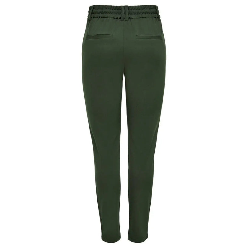 Only Damen-Schmal geschnittene, dunkelgrüne Hose aus Viskosemischgewebe mit elastischem Bund und zwei Gesäßtaschen, Größe S, Ansicht von hinten