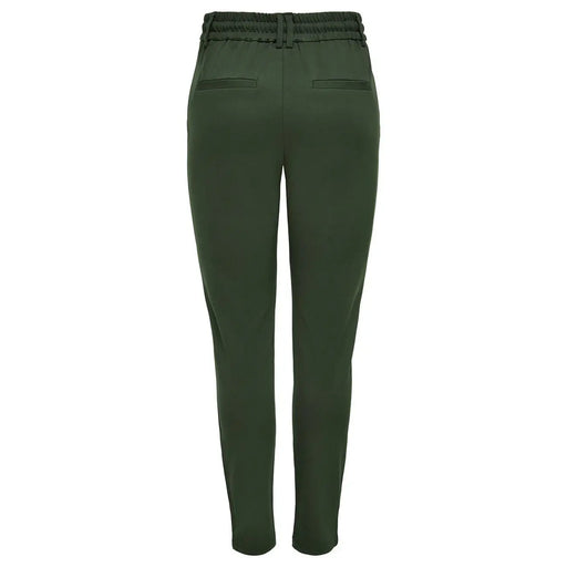 Only Damen-Schmal geschnittene, dunkelgrüne Hose aus Viskosemischgewebe mit elastischem Bund und zwei Gesäßtaschen, Größe S, Ansicht von hinten