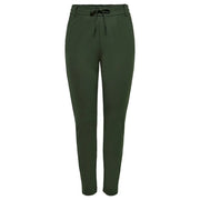 Only Damen-Hose aus dunkelgrünem Viskosemischgewebe mit hohem Bund, Kordelzug, Größe S, schlichte Schnürung