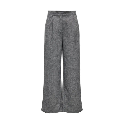 Graue, strukturierte Polyesterhose mit weitem Bein von only Damen mit hoher Taille und dezenten Falten für Herbst und Winter