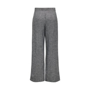 Graues Polyester only Damenhose mit Fischgrätmuster und weitem Bein für Herbst und Winter