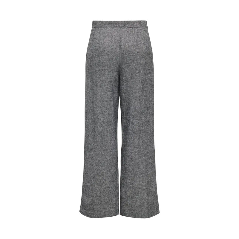 Graues Polyester only Damenhose mit Fischgrätmuster und weitem Bein für Herbst und Winter
