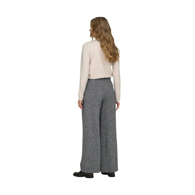 Graue, weit geschnittene Polyesterhose mit dezentem geometrischen Muster für Damen, Herbst/Winter. Only