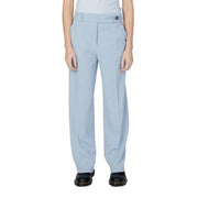 Hellblau Only Taillierte Damenhose aus Polyester mit geradem Bein und Ein-Knopf-Bundverschluss