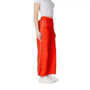 Only Rote, weite Baumwoll-Jogginghose für Damen mit weißer Paspelierung für Frühling und Sommer