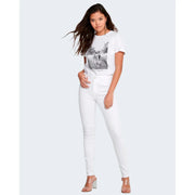 Weiße, hochgeschnittene Skinny-Jeans aus Baumwollstretch mit schmaler Passform und dezenten Ziernähten von only Damenhosen