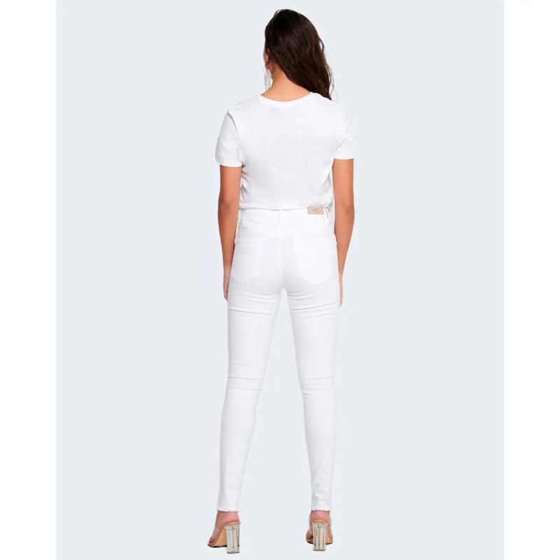 Weiße, hochgeschnittene Skinny-Jeans aus Baumwollstretch mit schmaler Passform von Only Damenhosenkollektion