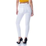 Weiße, hochgeschnittene Skinny-Jeans aus Baumwollstretch mit klarem, modernem Schnitt und ausgefransten Säumen für Damen von only