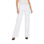 Only Weiße Damenjeans mit weitem Bein aus Stretch-Baumwolldenim mit hohem Bund, Vorderansicht