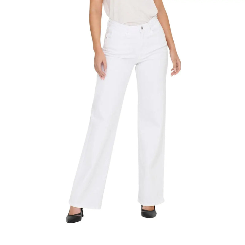Only Weiße Damenjeans mit weitem Bein aus Stretch-Baumwolldenim mit hohem Bund, Vorderansicht