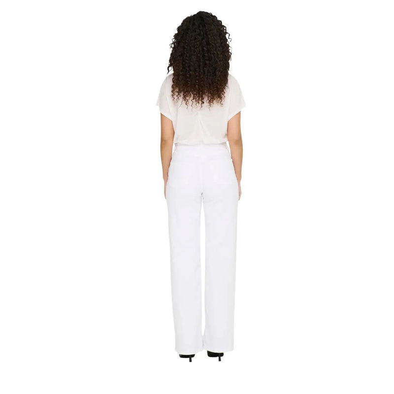 Weiße, hochgeschnittene, weite Baumwolljeans mit Stretch-Denim von Only Damen mit einer eleganten, geradlinigen Silhouette