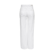 Only Weiße Damen-Jeans aus Stretch-Baumwolle mit weitem Bein, minimalistischem Design und dezenten Ziernähten.