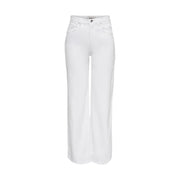 Only Weiße Damenjeans aus Stretch-Baumwolle mit weitem Bein und klaren, minimalistischen Ziernähten.