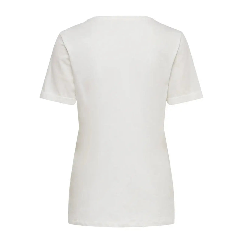 White short-sleeved cotton t shirt with a simple round neck design for women only article 15244714