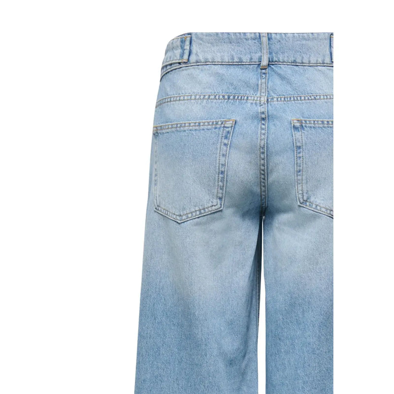 Rückansicht von only Damen-Jeans aus Baumwolle mit weitem Bein in Hellblau, mit lockerer Passform und klassischen Gesäßtaschen.