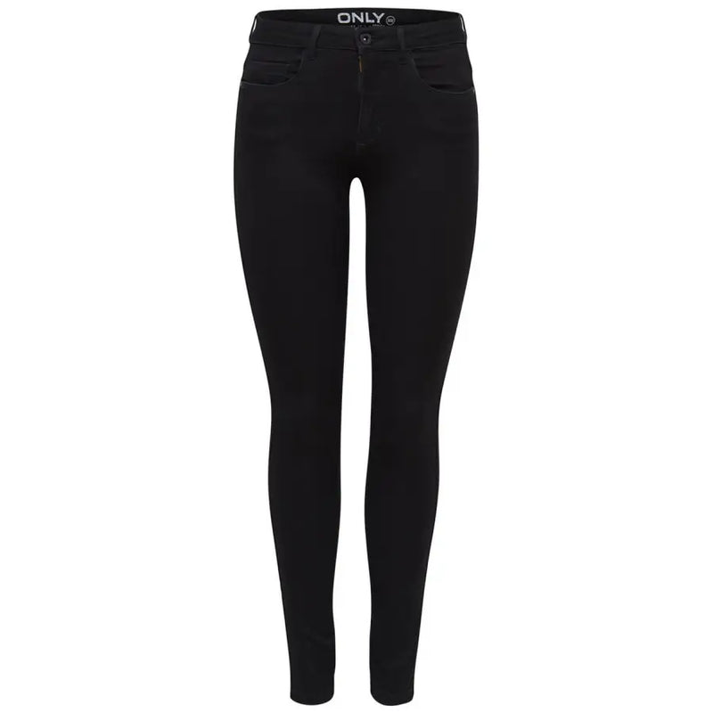 Only women’s black skinny jeans in comfort denim with a sleek form-fitting design for fall winter wear