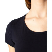 Only women’s black short sleeve round neck t shirt made of cotton featuring a simple and comfortable design