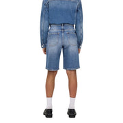 Only womens blue denim shorts with a faded wash classic stitching made from organic cotton for a comfortable fit