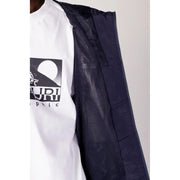 Open navy jacket with mesh lining from Navy Hooded Jacket with Mesh Lining product display