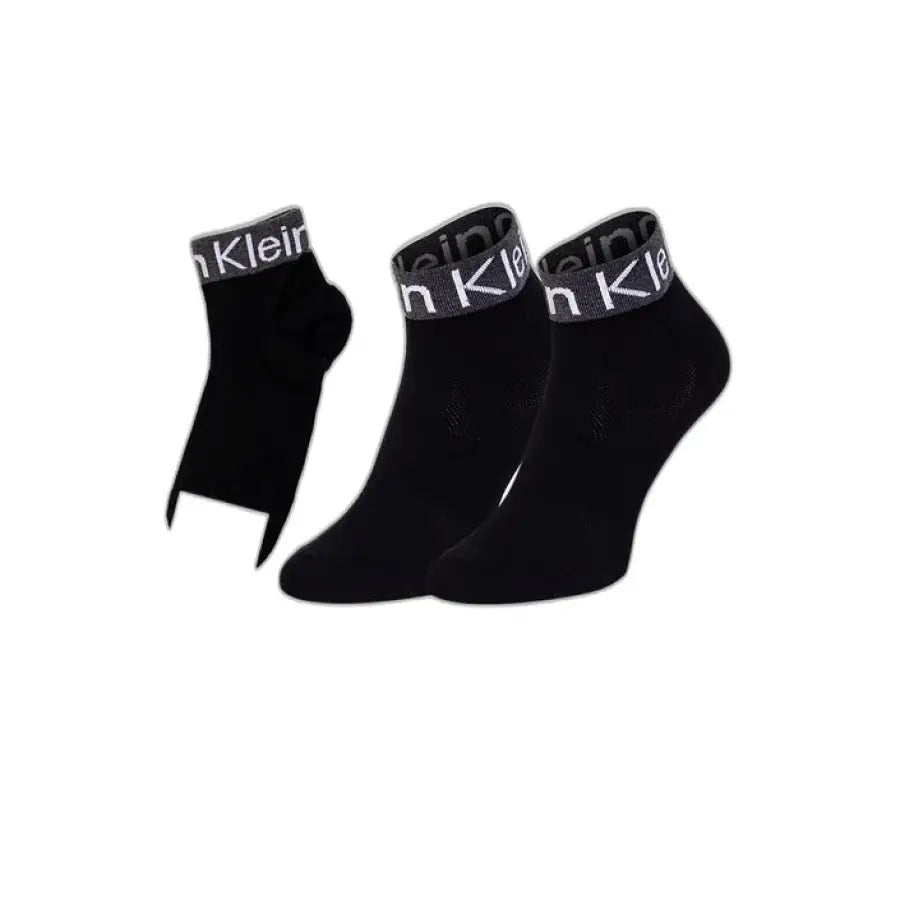 Calvin Klein black socks with white letters, urban style clothing for women