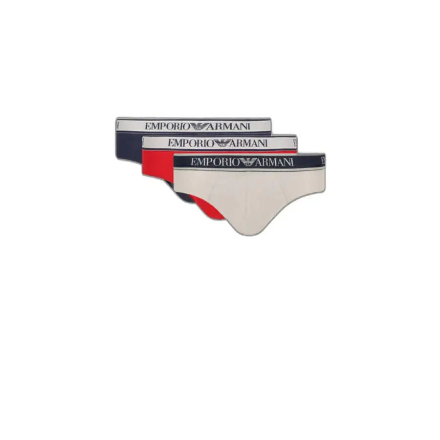
                      
                        Emporio Armani underwear featuring ’emo’ logo on men’s briefs.
                      
                    