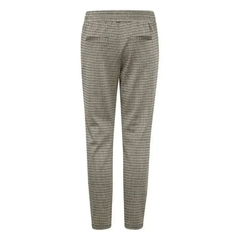 Pair of checkered tapered trousers with elastic waistband from Ichi – Ichi Women Trousers