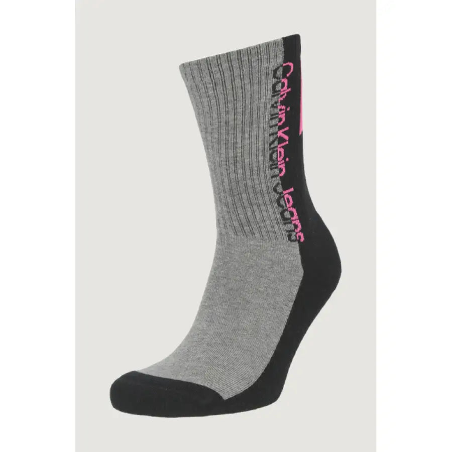 
                      
                        Calvin Klein Jeans grey socks with pink lettering for women
                      
                    