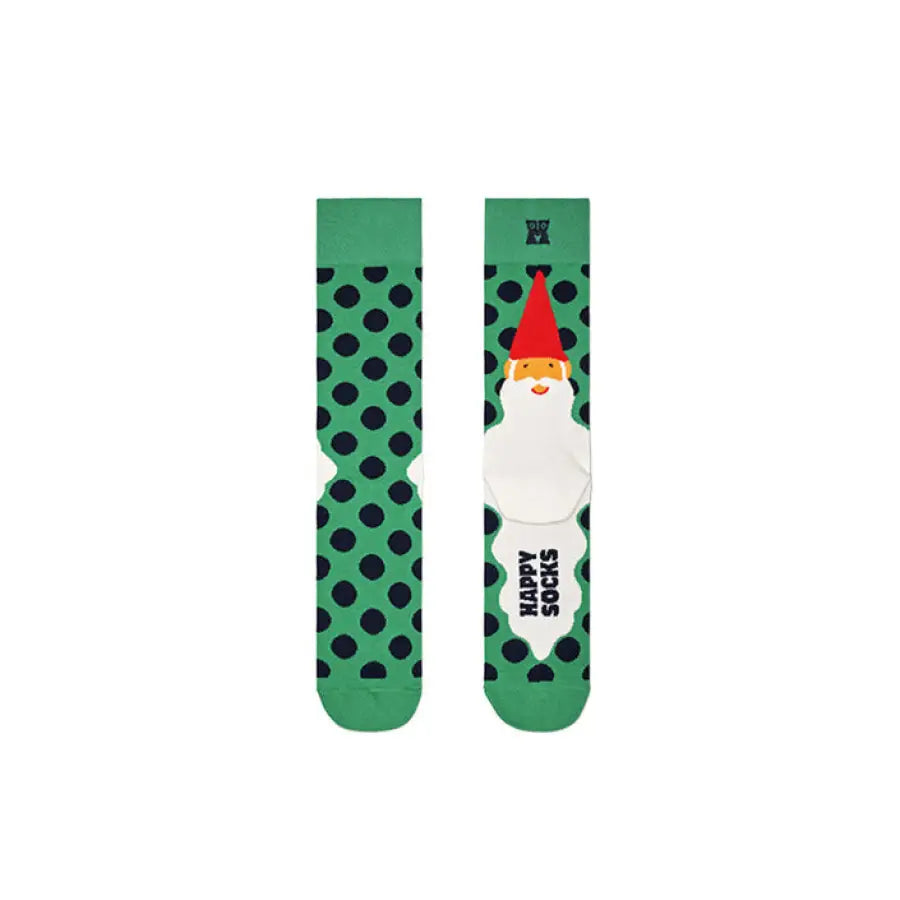 Happy Socks with Santa design, urban style clothing on green background