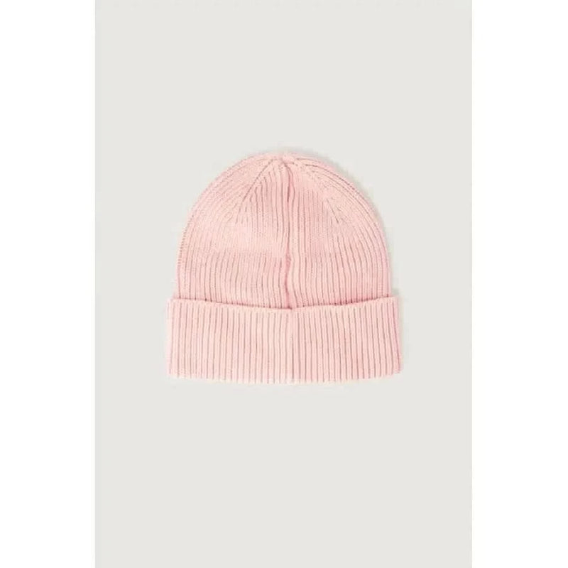 Calvin Klein Jeans Women Cap: Pale pink knitted beanie with a folded brim
