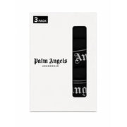 Schwarze Palm Angels Unterwäsche im 3er-Pack mit auffälligem, weißem Gothic-Schriftzug am Bund aus blauem Baumwoll-Stretchgewebe