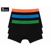 Set aus drei schwarzen Boxershorts aus Baumwollstretch mit farbenfrohen Palm Angels-Gummibändern in Orange, Blau und Grün