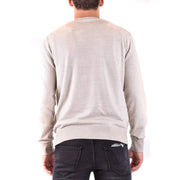 Baumwollpullover von Paolo Pecora für Herren in Beige mit gerippten Bündchen und Saum, Vorderansicht