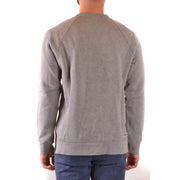 Paolo Pecora Herren-Sweatshirt aus grauer, melierter Wolle mit geometrischem Muster, Rundhalsausschnitt, langen Ärmeln, gerippten Bündchen und Saum.