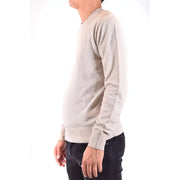 Beige gerippter Langarmpullover aus Baumwolle mit Rundhalsausschnitt von Paolo Pecora (Herrenstrickwaren, weiß, langer Rundhalsausschnitt, Baumwolle)